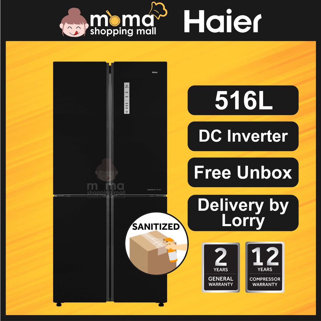 Haier 516L 4 Door Elegance Glass Refrigerator Fridge with DC Inverter