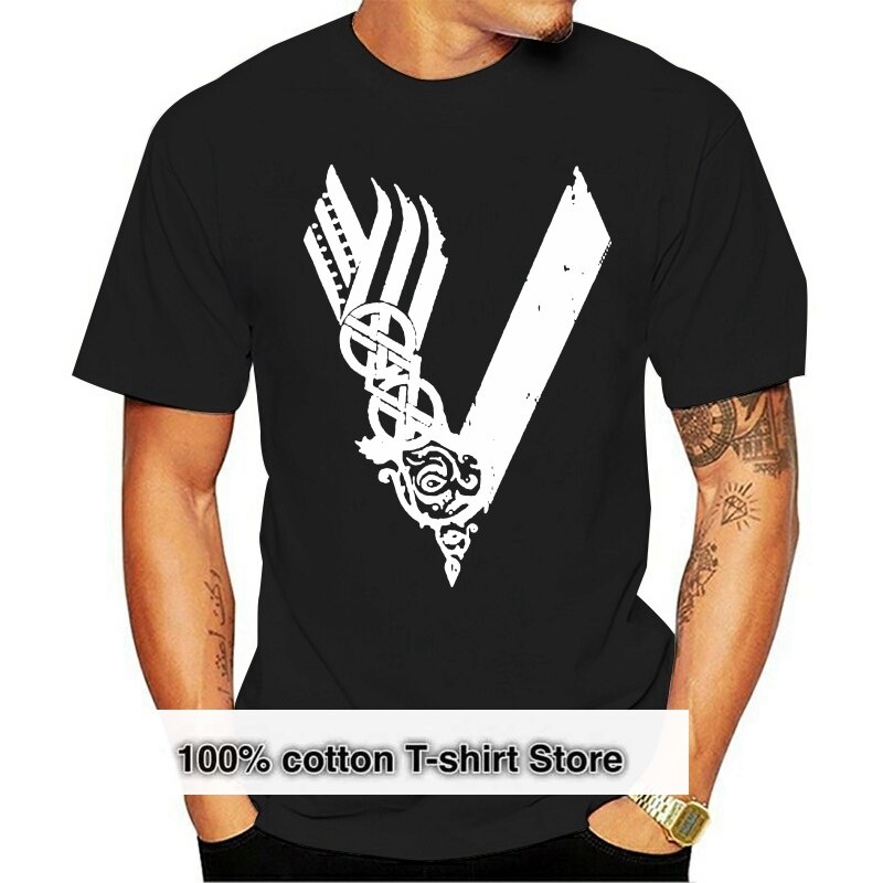 Classic and unique Funny Vikings T-Shirt Black Full Print Ragnar ...