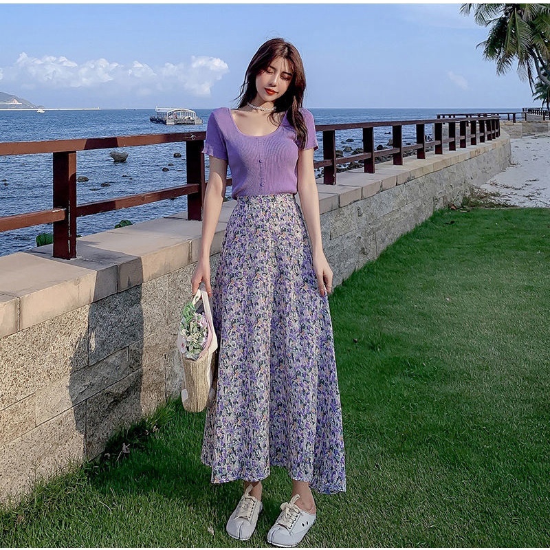 Floral skirt clearance shopee