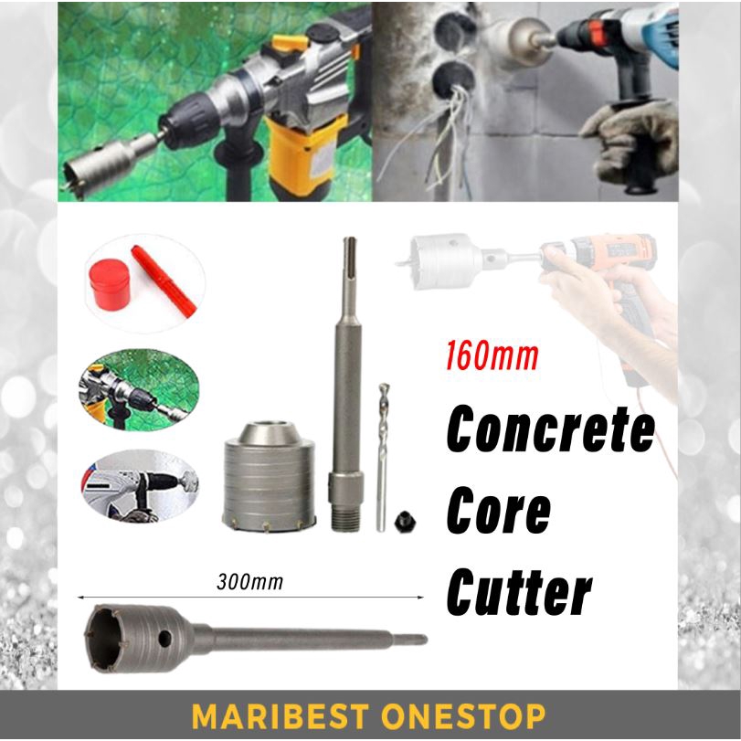 (FULL SET) 160MM CONCRETE DRILL BIT WALL HOLE SAW CORE CUTTER | Shopee ...