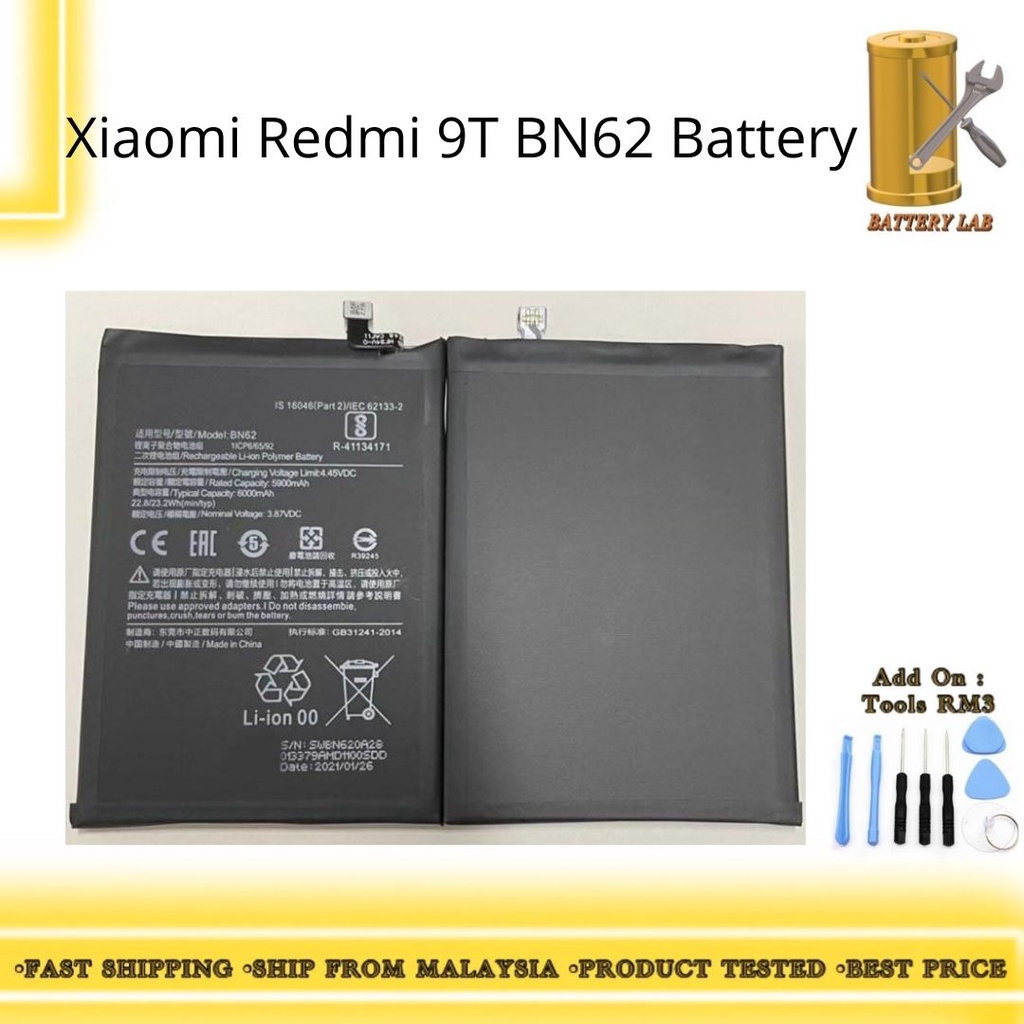 Xiaomi Redmi 9t Bn62 Battery Batteri Replacement 6000 Mah Shopee Malaysia 2934