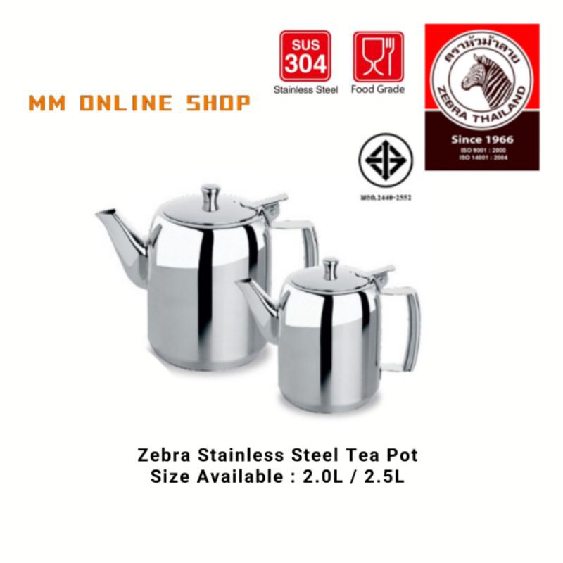 Stainless Steel Teapot with Filter, 1.5 Liter, Zebra Thailand