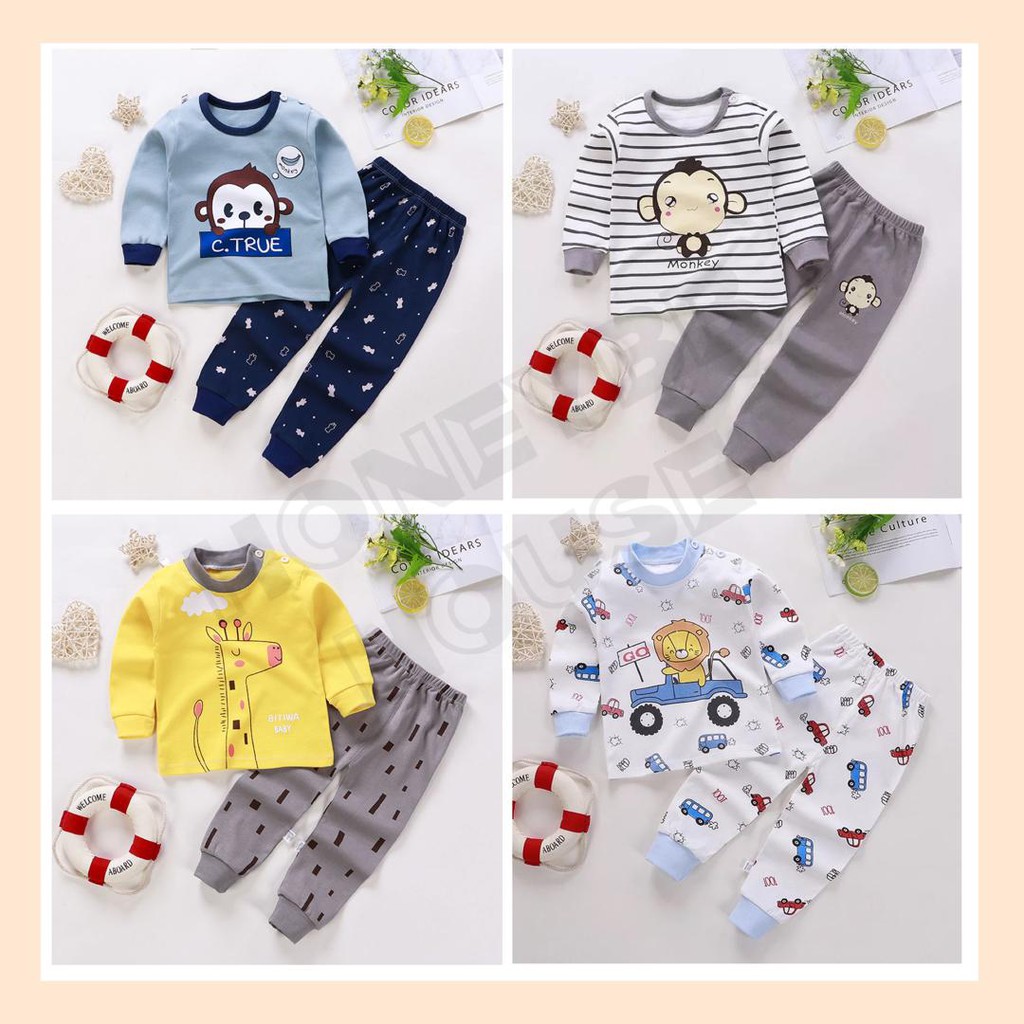 [READY STOCK] Cotton Baby Kids Pyjamas Set Baby Nightwear Newborn