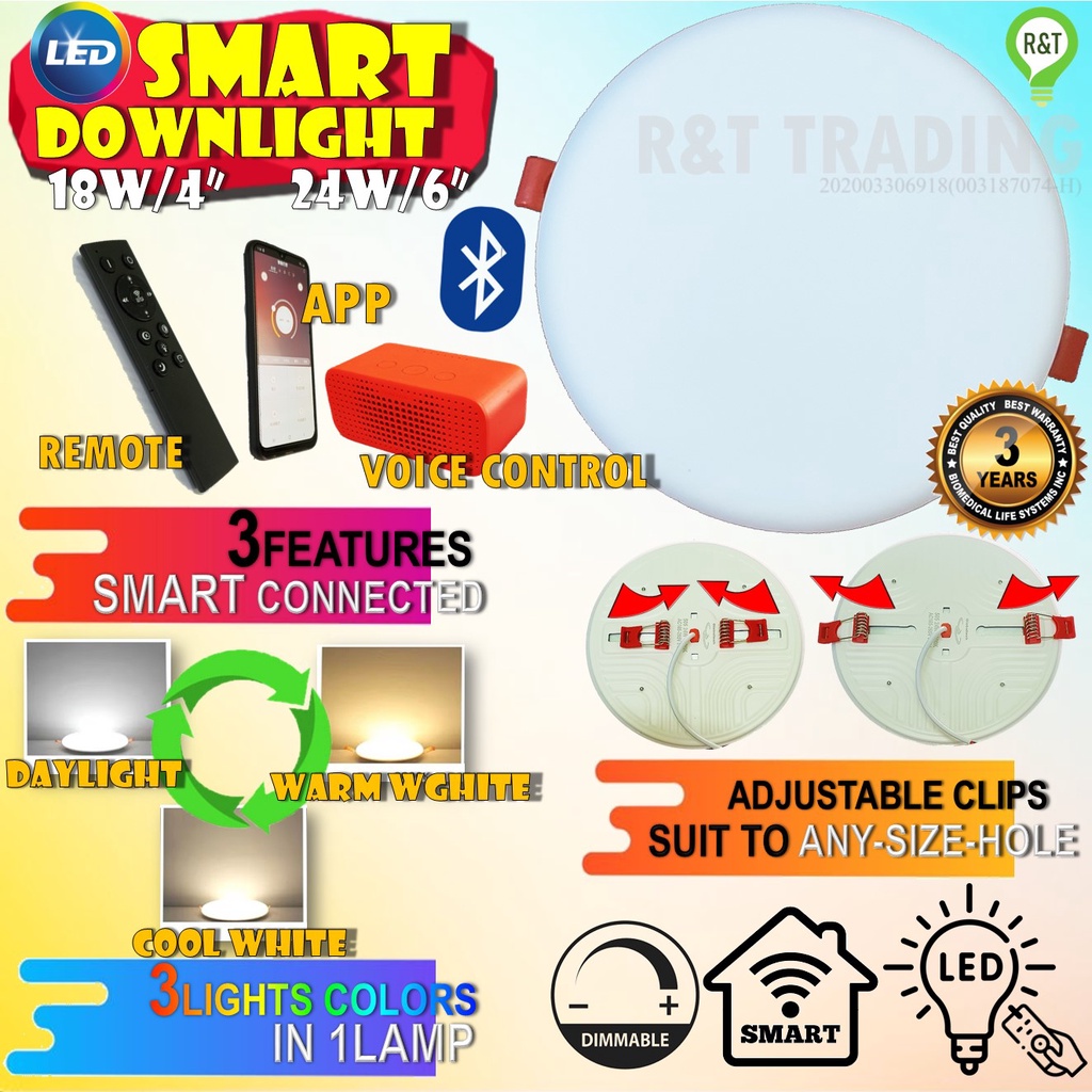 18W/24W LED Smart Dimmable Adjustable Frameless Panel Downlight Control ...