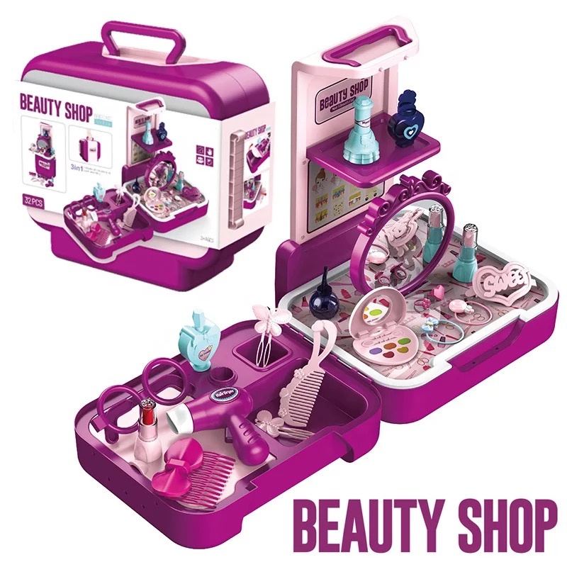 3 in 1 Makeup Beauty Toy Set Fast Food Shop Salon Play Food Toys