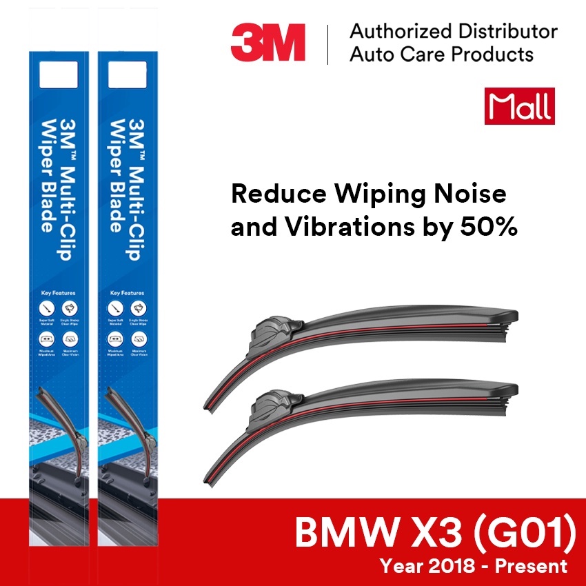 3M Multi-Clip (Hybrid Design) Wiper Blades for BMW X3 G01 , 2018 ...