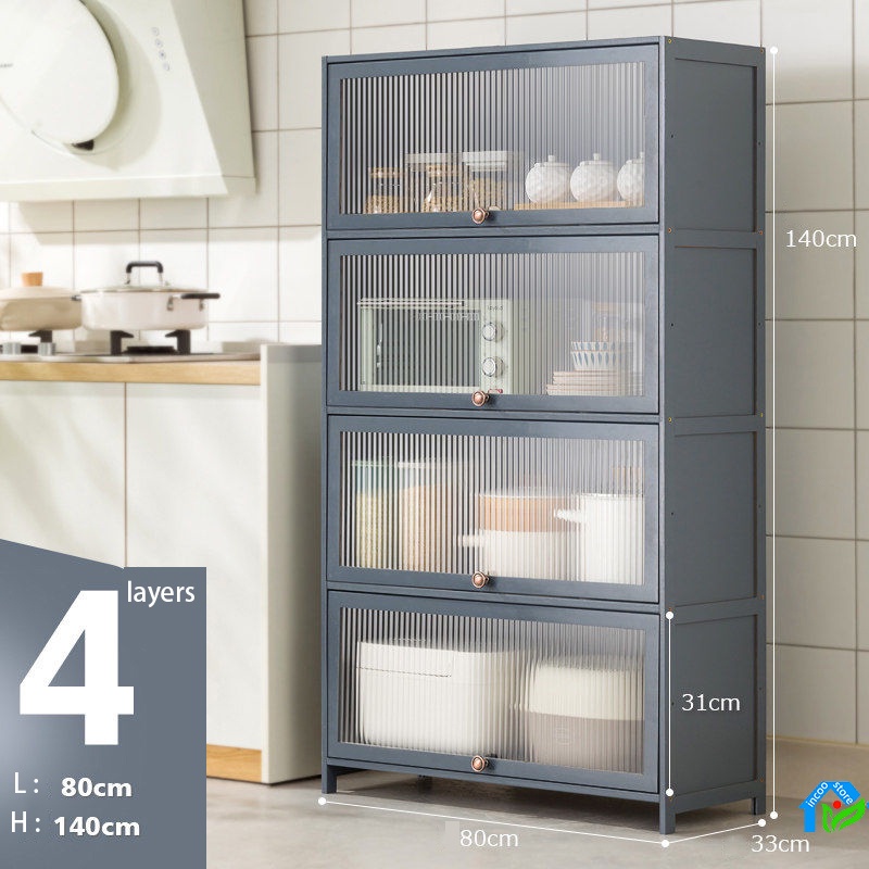 🔥Ready Stock🔥kitchen storage rack with door floor multifunctional