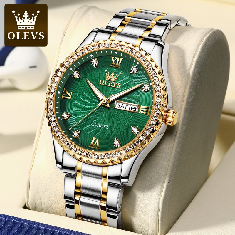 OLEVS Jam Tangan Lelaki Original Green Watch Men Business - Main Image