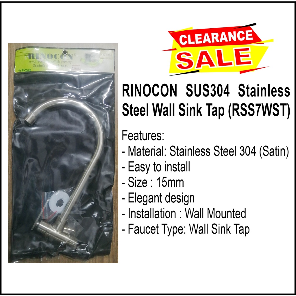 RINOCON SUS304 SS Wall Sink Tap (RSS7WST) | Shopee Malaysia
