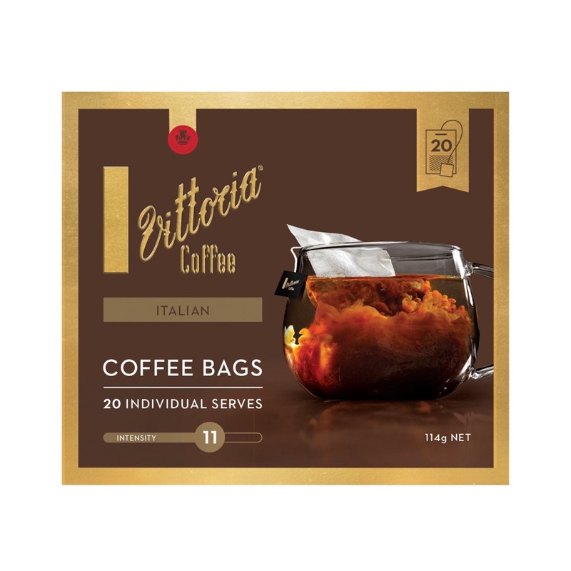 Vittoria Coffee Long Black Coffee selling Bags 20 Pack (Pack of 3)