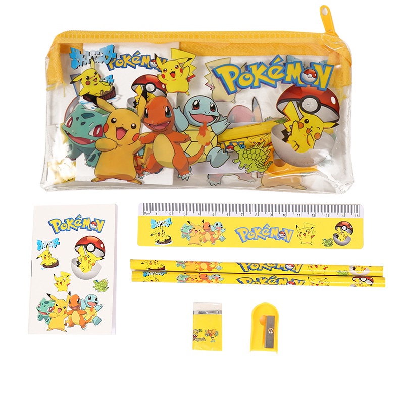 Pokemon Pikachu Anime Stationery Set Bags Children's Cute Cartoon ...