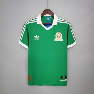 1970 Mexico Home Green Retro Soccer Jersey