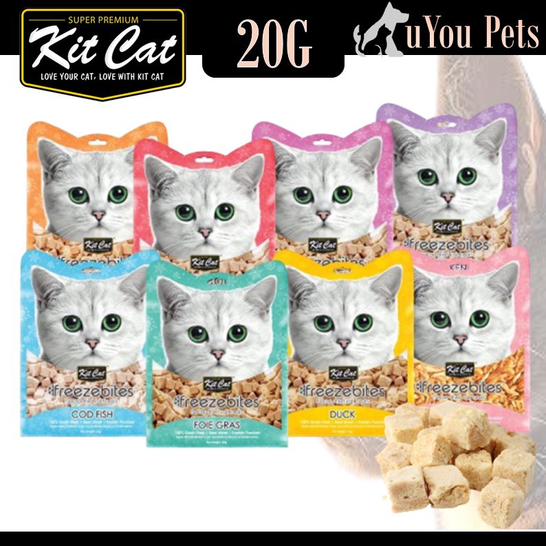 Kit Cat Freeze Bites 20g (Cat Treats, Tuna, Duck, Salmon, Cod Fish, Chicken Giblets, Fiue Fras