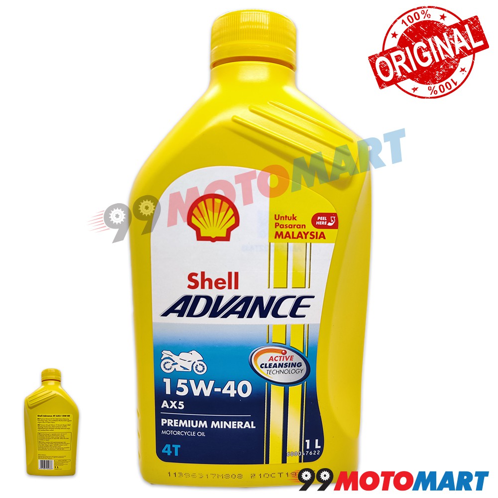 SHELL 4T SCOOTER GENUINE ADVANCE AX5 15W40 PREMIUM MINERAL 1L ORI ...