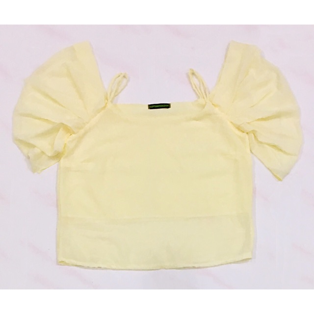 Yellow Off-Shoulder Drop Sleeve Top | Shopee Malaysia