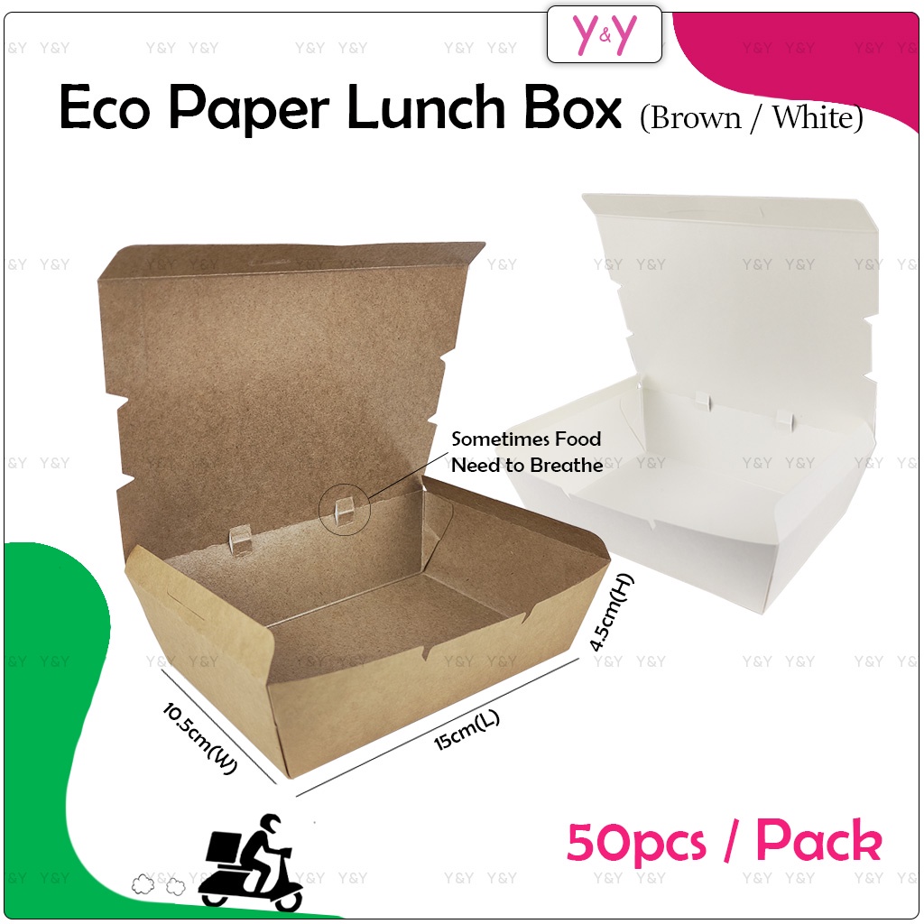 50pcs Y&Y Eco Disposable Paper Lunch Box / Take Away Food Packaging ...