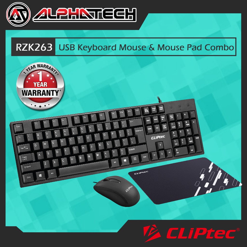 CLiPtec RZK263 USB Multimedia Keyboard, Mouse & Mouse Pad Combo Set Shopee Malaysia