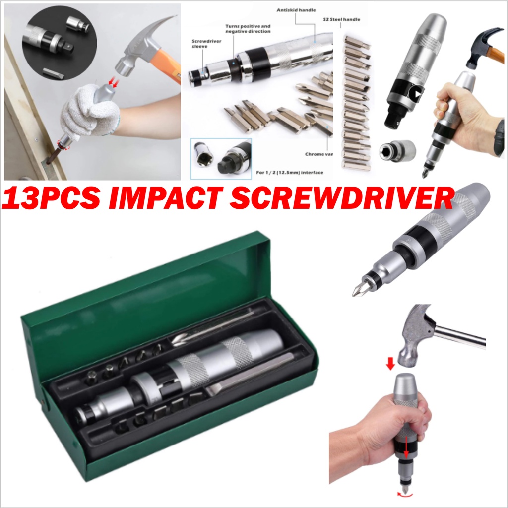 13Pcs Knock Impact Screwdriver Bit Screwdriver Screw Impact Batch Skru ...