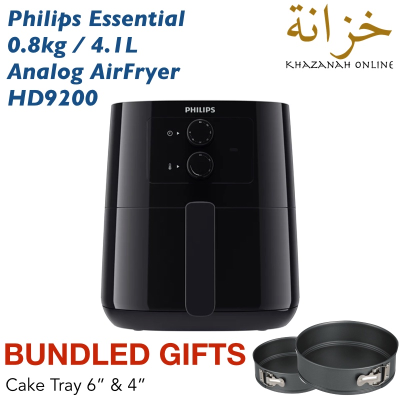 Philips 1400W Analog Essential Air Fryer with Rapid Air Technology Black  4.1 Liter HD9200/90, PHILIPS, All Brands