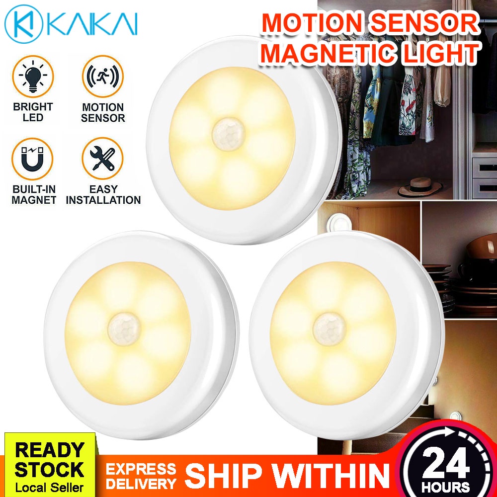🔥PROMO🔥 PIR Motion Sensor 6 LED Under Cabinet Light Kitchen Bedroom ...