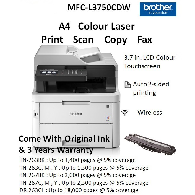 Brother MFC-L3750CDW A4 Colour Laser Multifunction Printer