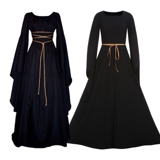  midi Halloween Dress Vintage a line Dress with Pockets Gothic  Vampire Dress Medieval Dress Women Plus Vampire Dress Halloween Costume  Work Party Dresses for Women Victorian Cream Dress : Clothing, Shoes