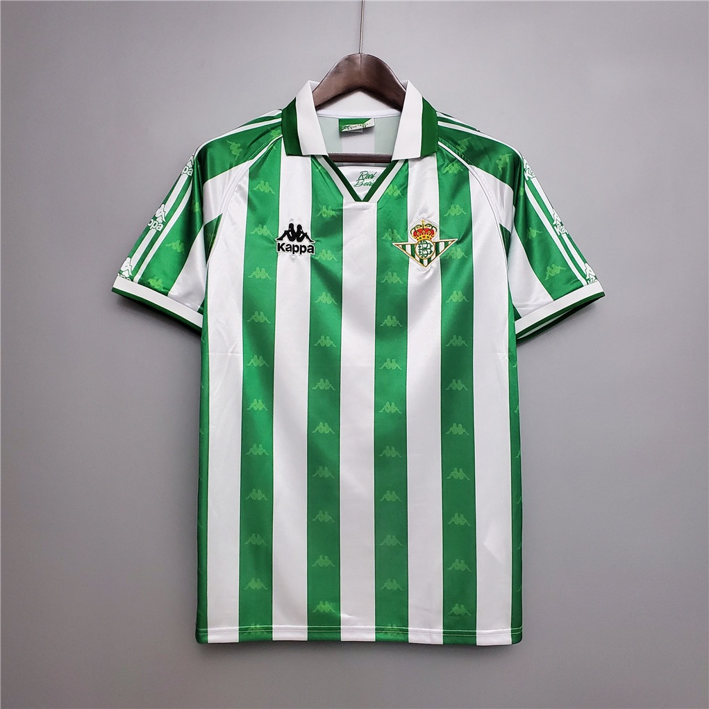 Real Betis 95 96 97 Vintage Jersey Kappa Blue Green Real Betis Away Retro Collar Jersey Football Sublimation Jersey Viral Custom Name Baju Lelaki Murah Berkolar for Men Women Shopee Malaysia