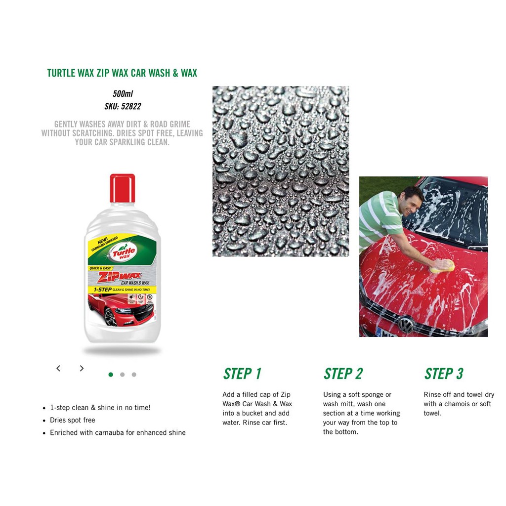 TURTLE WAX ZIP WAX CAR WASH CONCENTRATED WITH WAX T5926 1 LITER