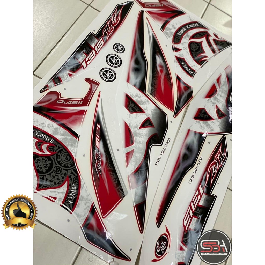 Sticker Body Set Stripe Coverset Cover Set Lc Merah Batik Lc V V V Moritaka Yamaha