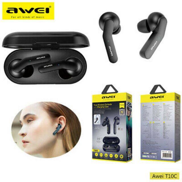 AWEI T10C TWS Bluetooth 5.0 Earphone Headphone Fingerprint Touch