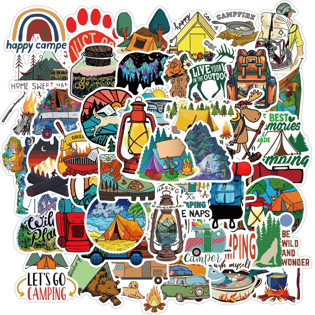 50PCS Travel Hiking Outdoor Surfing Wild Adventure Outside Camping ...