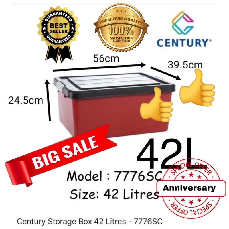 Century Storage Box 42 Litres - 7776SC without wheels | Shopee Malaysia