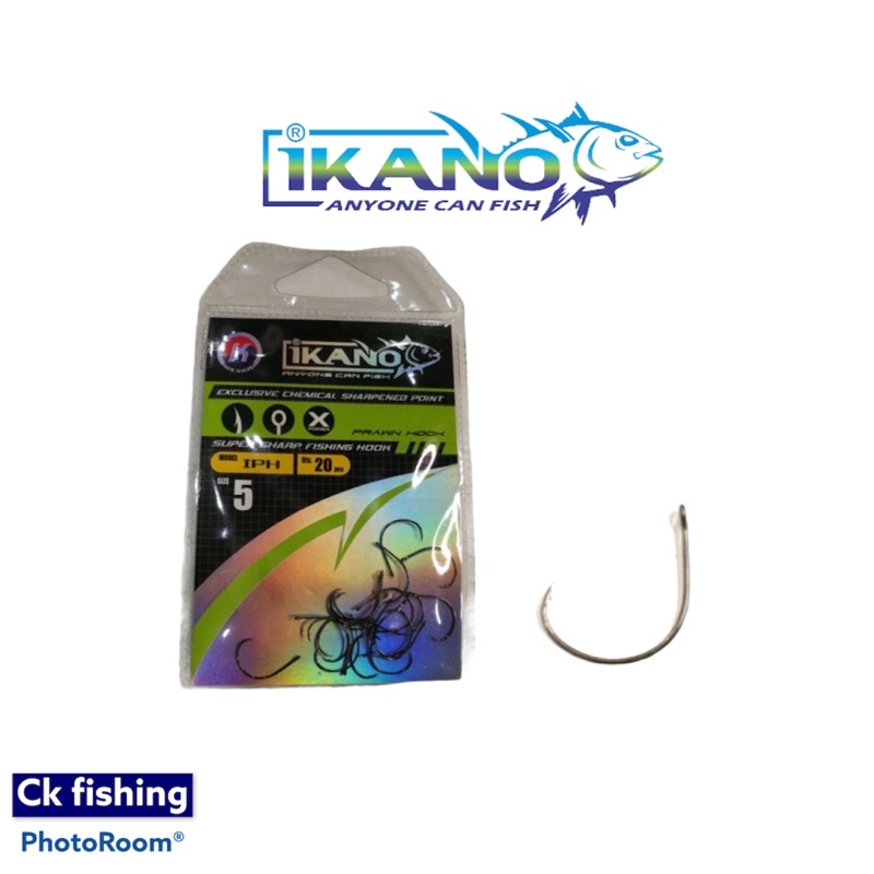 Ikano Prawn Hook Size #1 To #5 ( 20pcs / pack ) Made In Korea / Prawn  Fishing Hook / Mata Kail Udang
