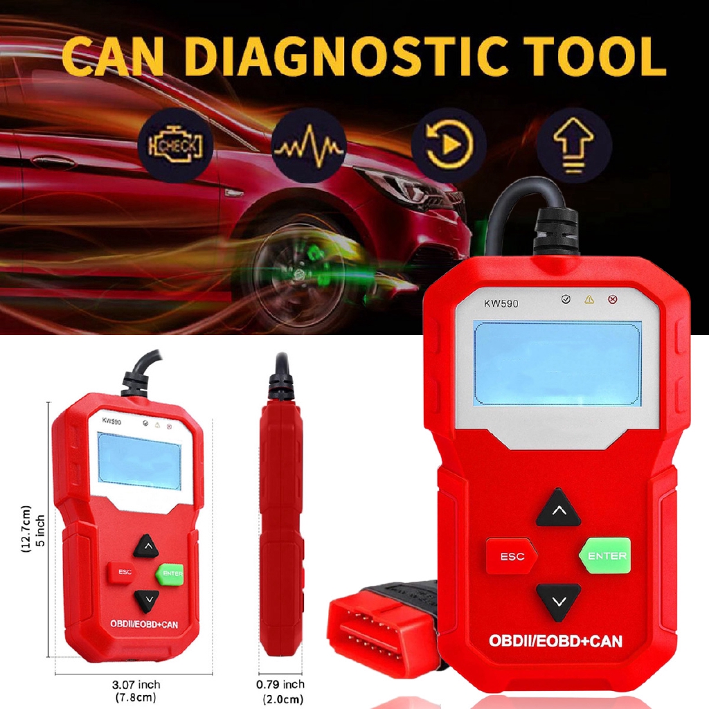 12V 10 Modes OBD2 Vehicle Code Reader Car Diagnostic Tool Scanner OBDII