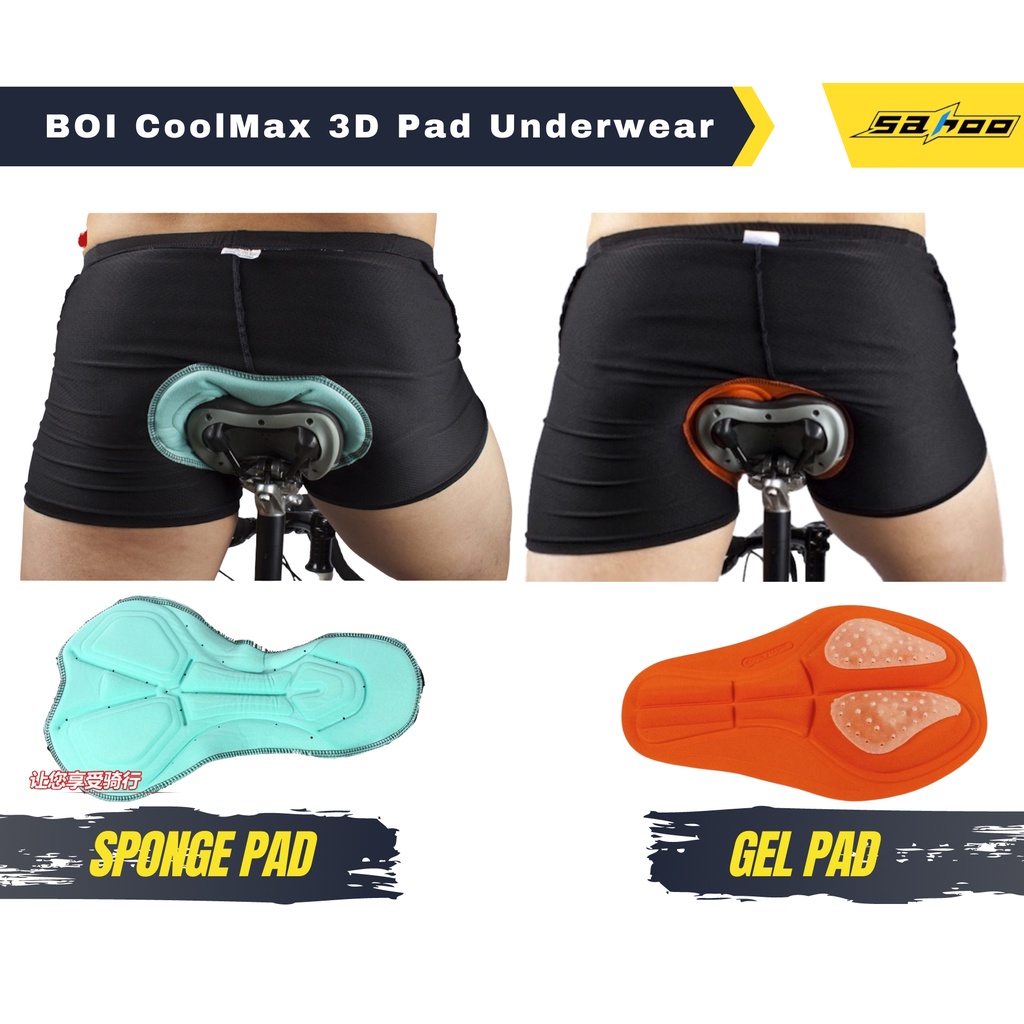 🔥Ready Stock🔥BOI CoolMax GEL Pad Cycling Underwear Men Cycling Pants  Bicycle Short Pant Pad Bicycle Cyclist Sponge Pad