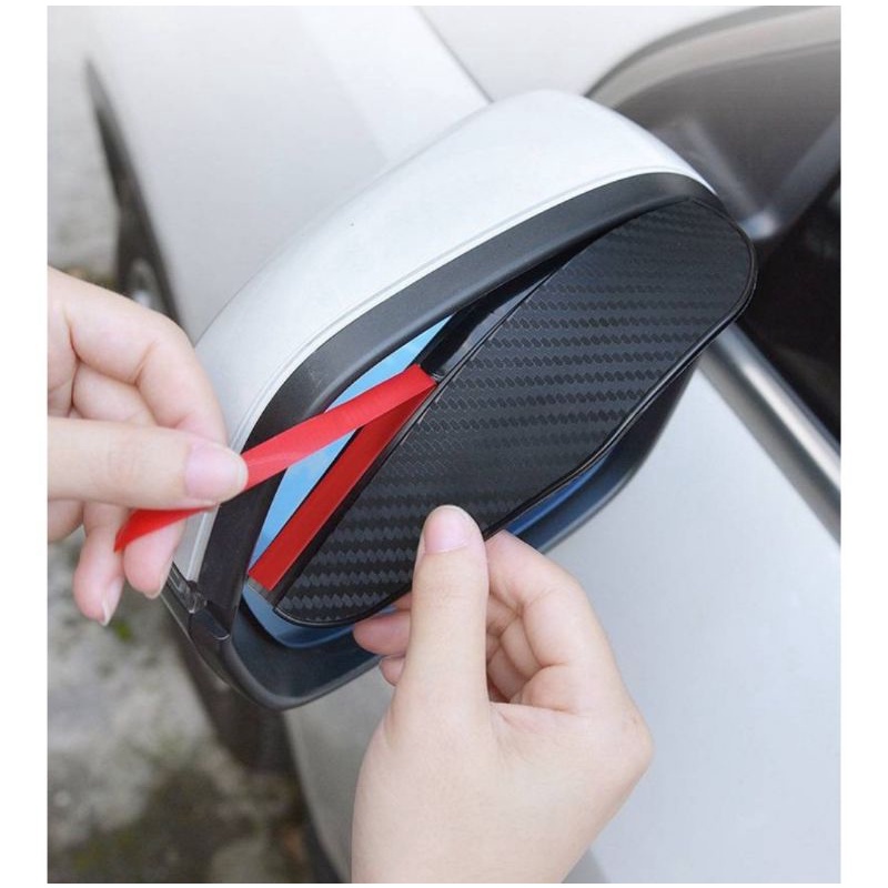 2 Pcs Car Mirror Rain Visor Guard Carbon Fiber Rear View Side Eyebrow ...