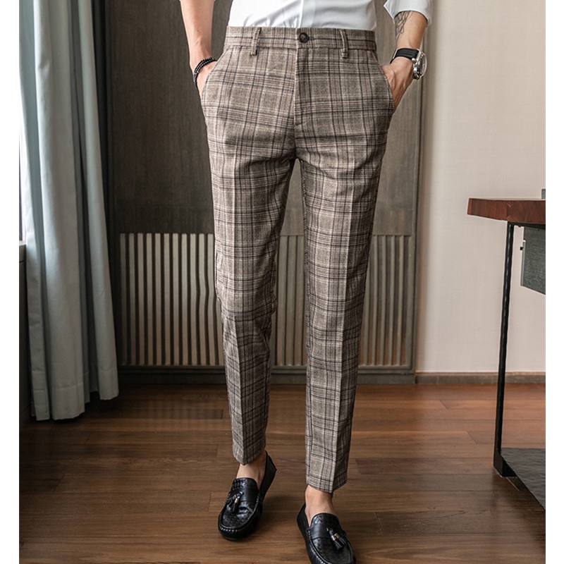 Men Ankle-length Pants Casual Fashion Korean Style Cotton Slim Fit