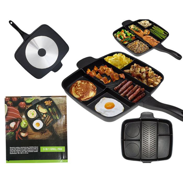 Divided Frying Grill Pan Multi Sectional for Breakfast Cookware