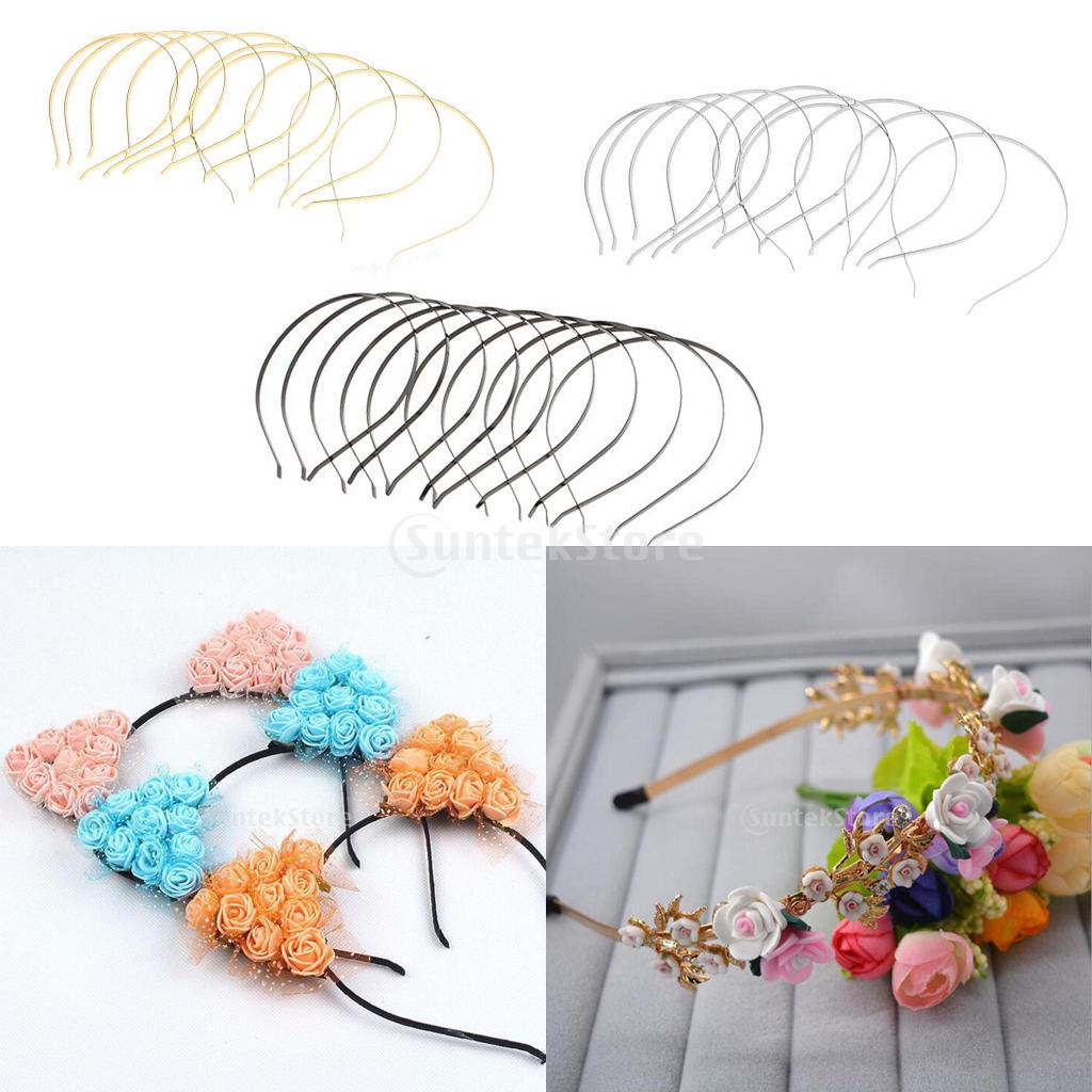 [lovoskiMY] 10x Bulk Blank Metal Headbands for Craft DIY Alice Hair Band Frame Hair Hoop