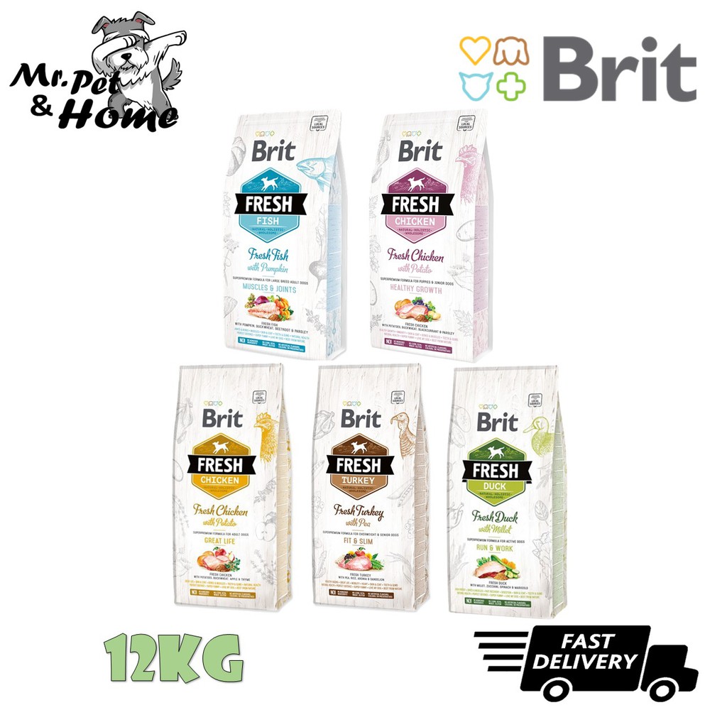 Brit Fresh Dog Food 12KG (Chicken Adult , Chicken Puppy , Turkey , Duck