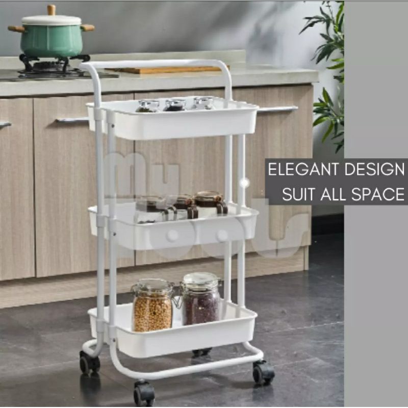 3 Tier Trolley Home Kitchen Storage Organizer Rack Cart with Wheels and ...