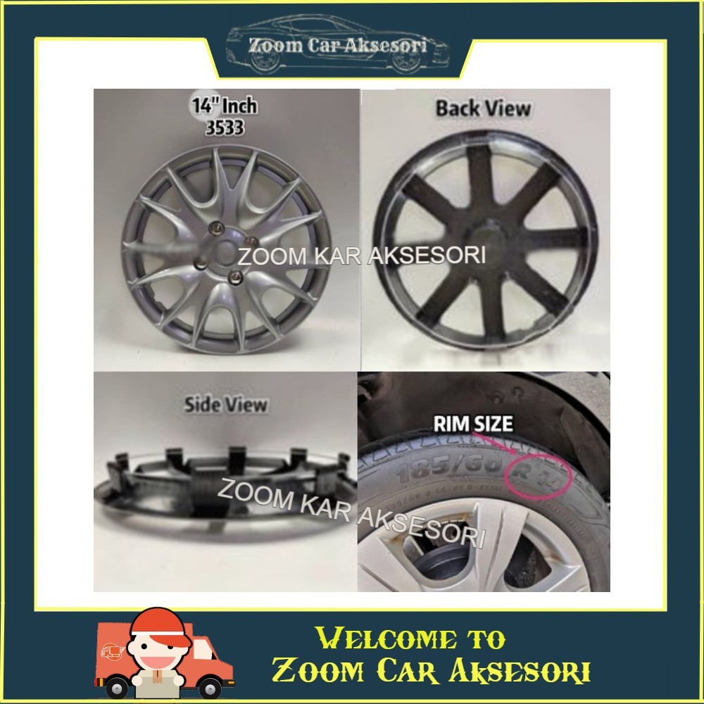 14 Inch ABS Wheel Cover Rim Center Hub Caps For Perodua Myvi 2005-17 ...