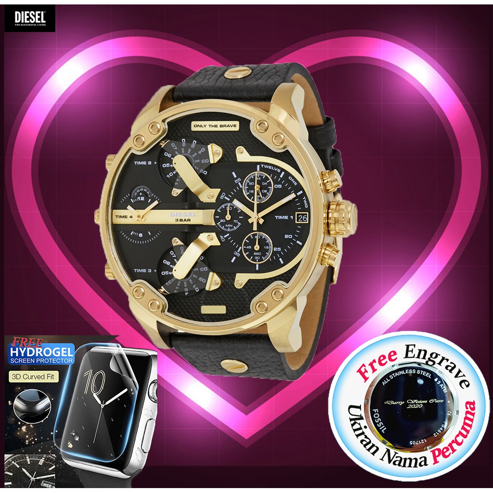 FREE ENGRAVE Original Diesel Mr Daddy 2.0 men watch Gold Dial DZ7371 with 2years warranty Shopee Malaysia
