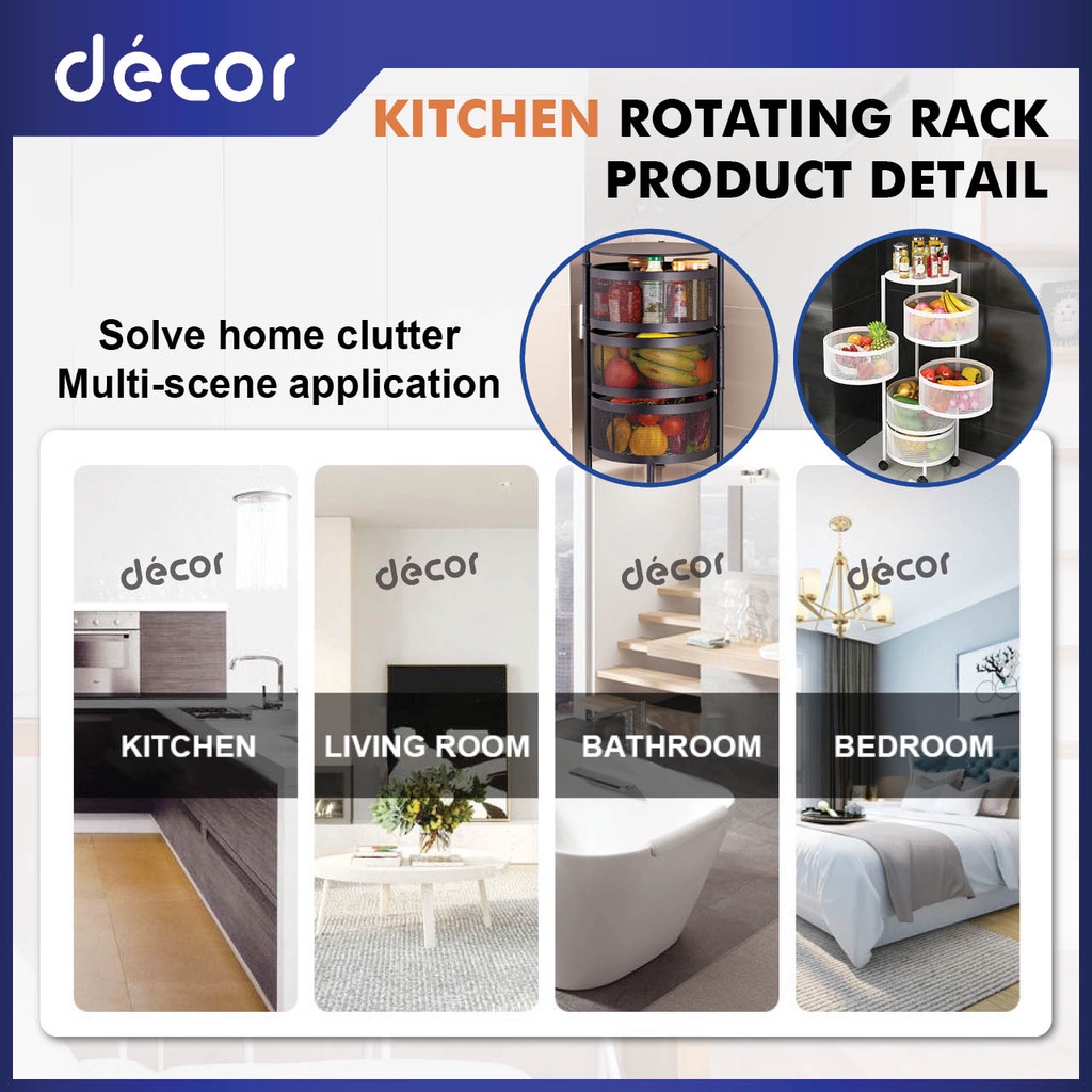 Rak Dapur Kitchen Rotating Rack Stainless Steel Multifunction Square ...