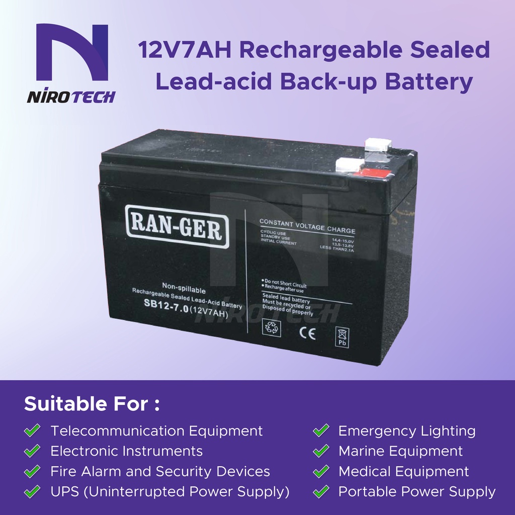 Backup battery 7AH/12V ( Ranger) for Alarm system Shopee Malaysia