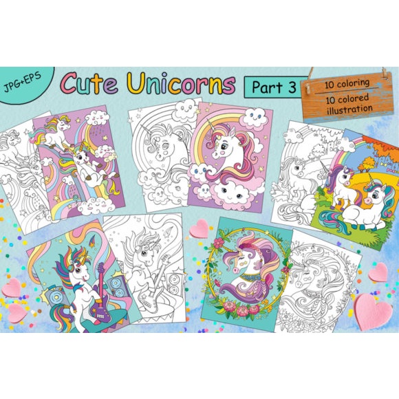 KDP Cute Kids Unicorn Coloring Pages Interior Graphic For Low Content ...