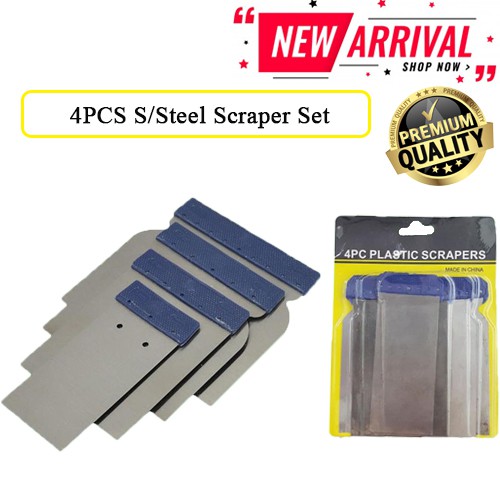 4pcs STAINLESS STEEL SCRAPER SET / Steel blade scraper / Putty