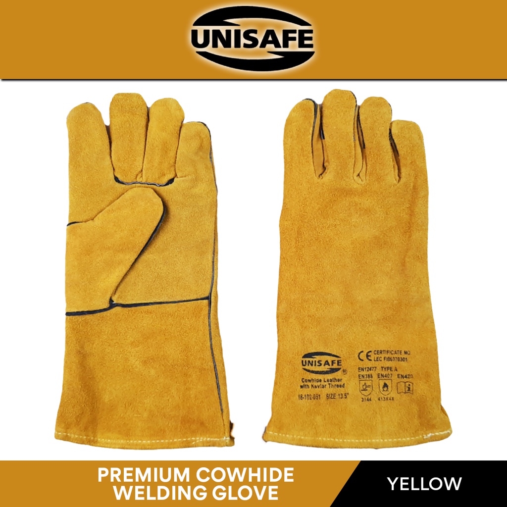 Unisafe Premium Welding Leather Cowhide Gloves Sarung Tangan Kimpalan ...