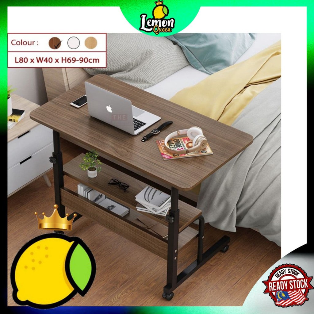 🍋READY STOCK👑 Meja Roda Komputer Belajar Desk (L60/80)cm Adjustable