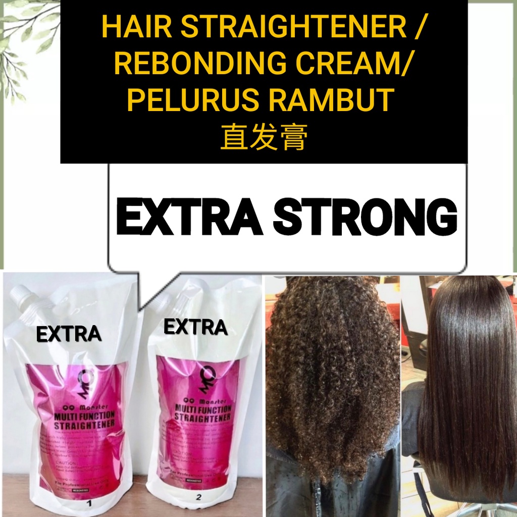 (EXTRA) QQ Monster Rebonding Cream Ubat Rebon Lurus Rambut 1200ml Set Cream Rebonding
